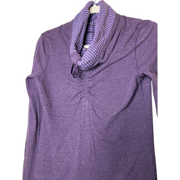 Lululemon Reversible Pullover Long Sleeve Purple Stripe In A Cinch Cowl Neck Sz4 - Picture 2 of 10